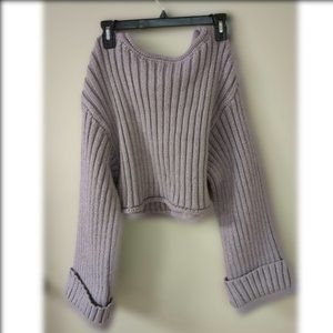 En Saison Sweater Women Size Medium Purple Scoop Neck Pullover Crop Top Sweater